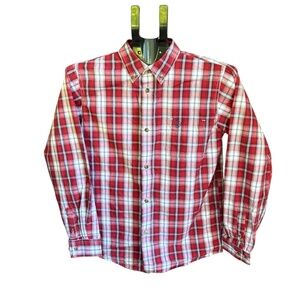 Ariat Boys' Pro Series Classic Fit Long Sleeve Plaid Button Down Shirt - Size L